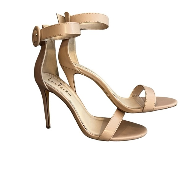 Lulu's Saylana Light Nude Ankle Strap Heels Women's Size 10 Stiletto Open Toe - Picture 2 of 9